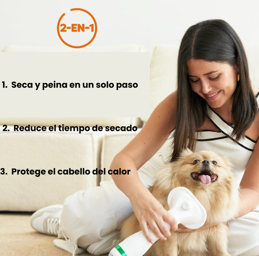 Cepillo secador FurDry con cerdas de acero inoxidable y diseño ergonómico blanco