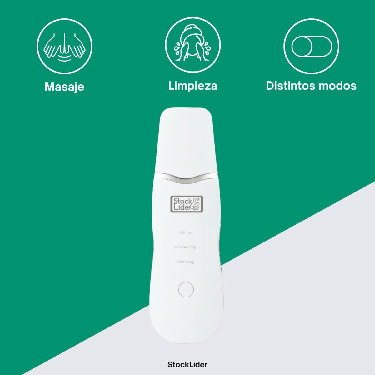 Limpiador facial ultrasónico con modos masaje, limpieza y distintas intensidades