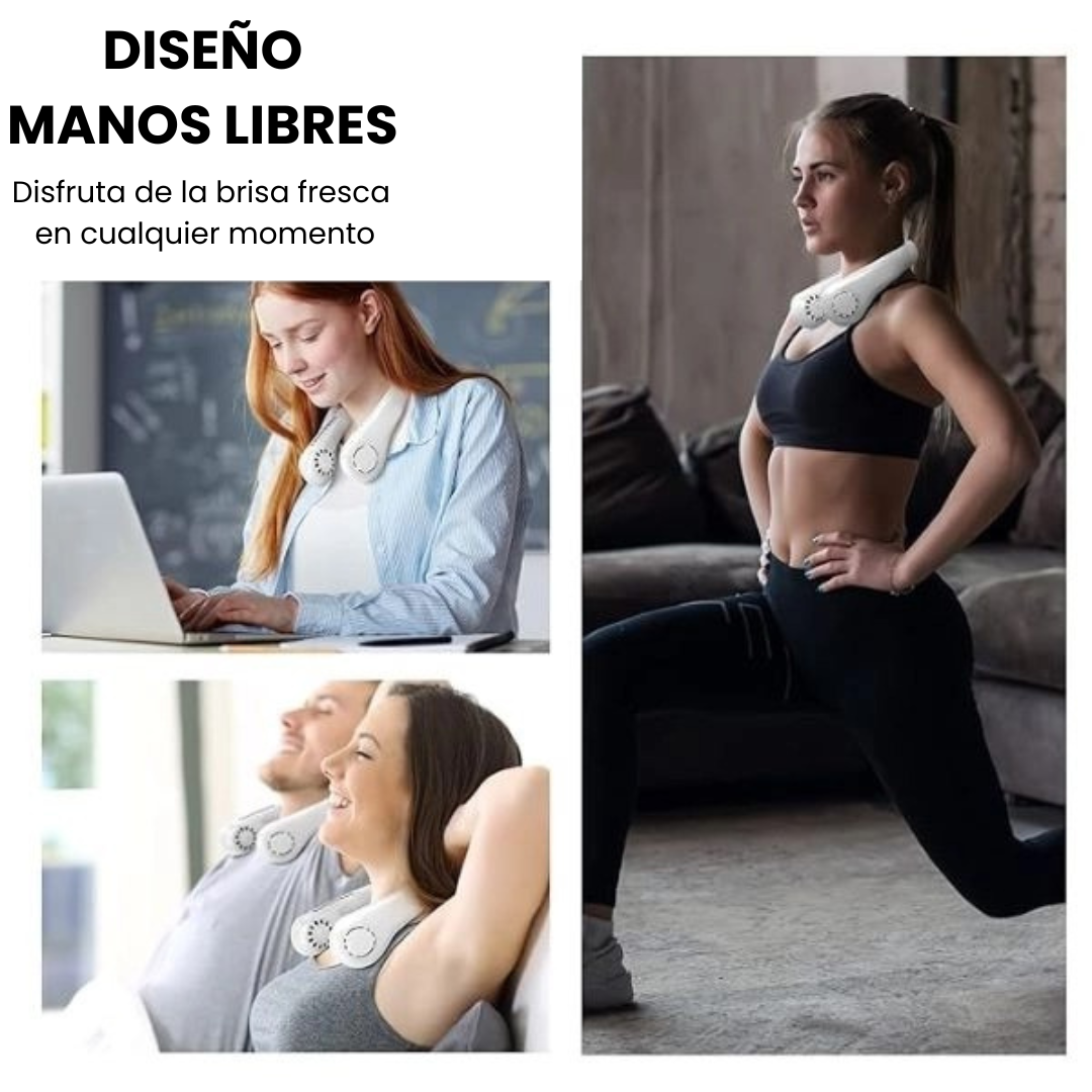 AeroFit™ ventilador de cuello portátil — diseño manos libres, color celeste