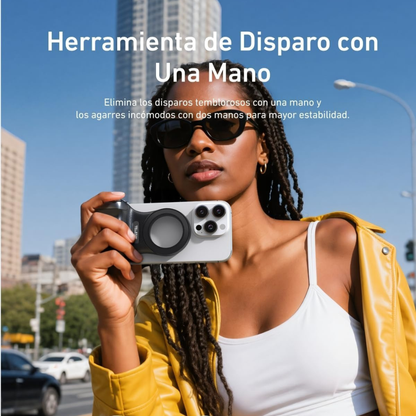 Grip magnético TELESIN permitiendo grabar vídeo profesional con una sola mano