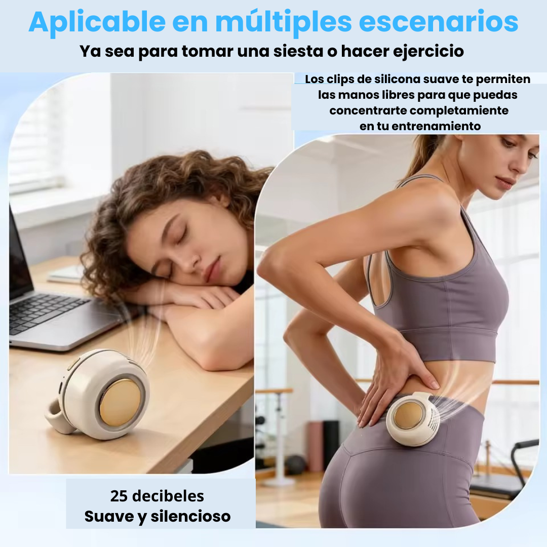 Mini ventilador portátil de clip usado durante la siesta y el gimnasio — refresco en cualquier momento