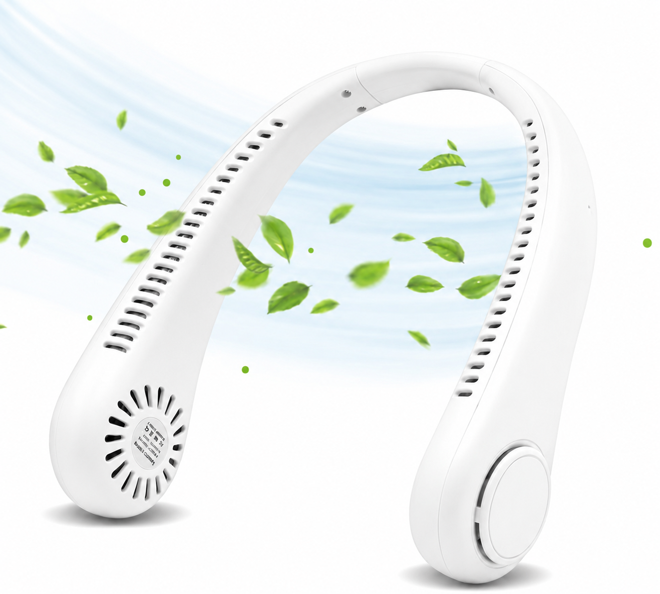 AeroFit™ ventilador de cuello portátil color blanco - vista frontal