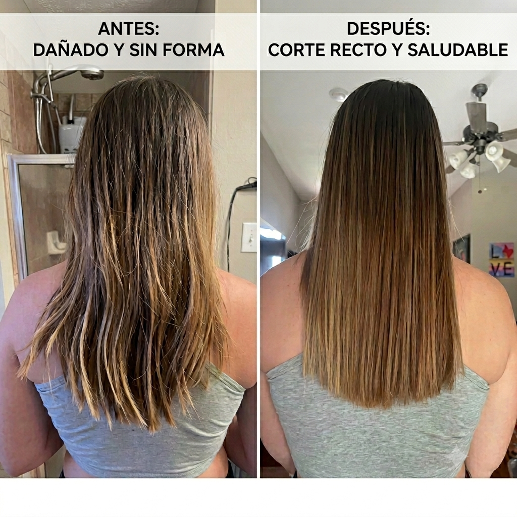 Cabello antes y después de aplicar la queratina Kormesic: de encrespado a liso y brillante en 30 segundos