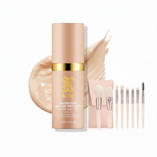 Base de Maquillaje 4 en 1 + 8 Brochas de cartera