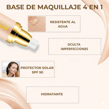 Beneficios Base de Maquillaje 4 en 1 - Hidratante, Cobertura Modulable Acabado uniforme y práctico para uso diario 