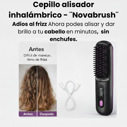 Cepillo alisador inalámbrico Novabrush con pantalla LED y diseño ergonómico