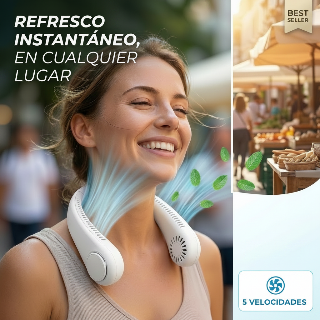 AeroFit ventilador de cuello portátil - refresco instantáneo en cualquier lugar