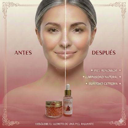 Antes y después rutina facial Sangre de Dragón - piel renovada y luminosa