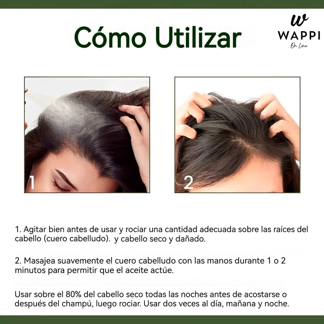 Modo de uso del spray capilar con ginseng orgánico - instrucciones de aplicación