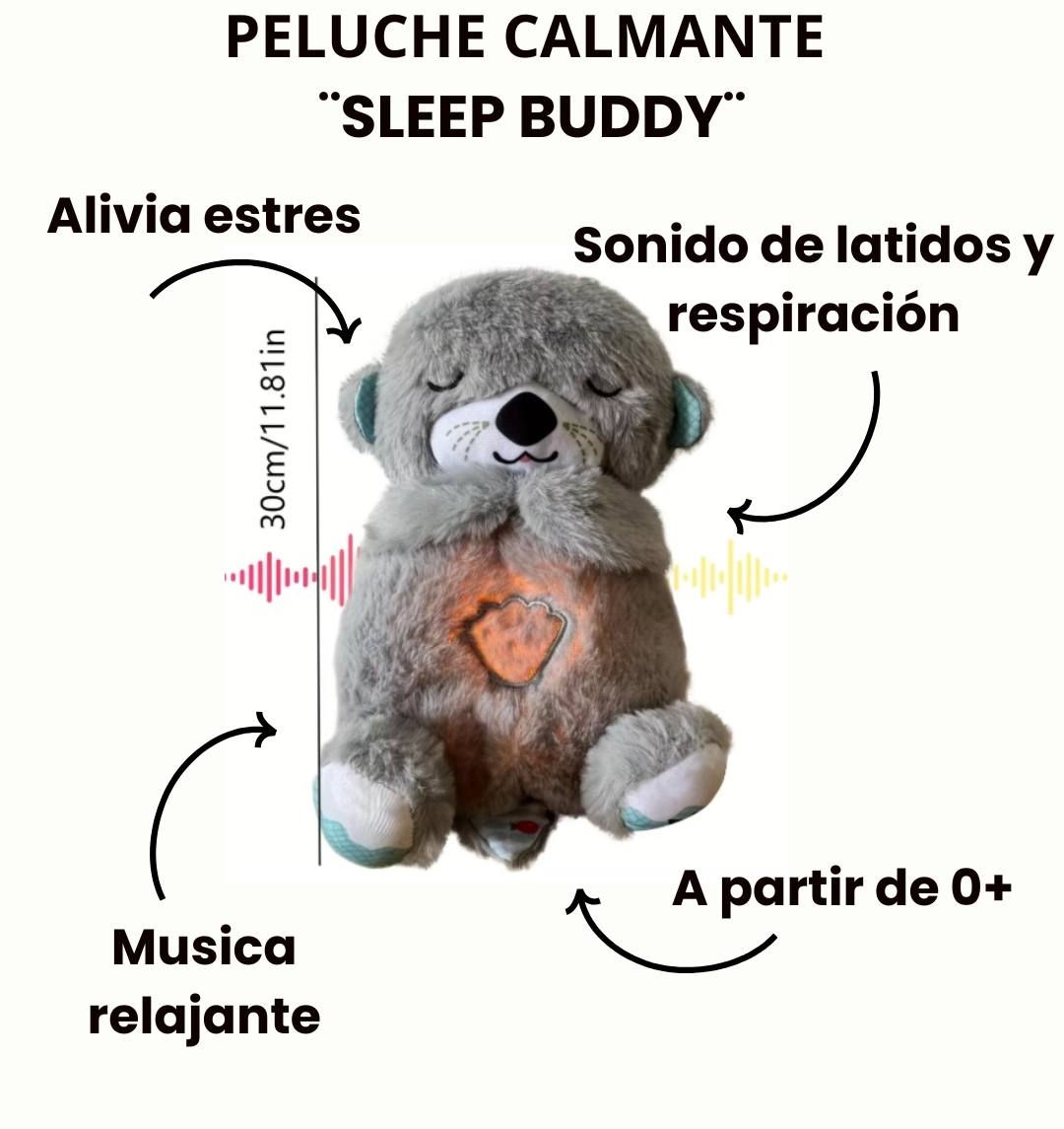 Peluche interactivo Sleep Buddy - Ayuda al sueño del bebé con sonido y luz
